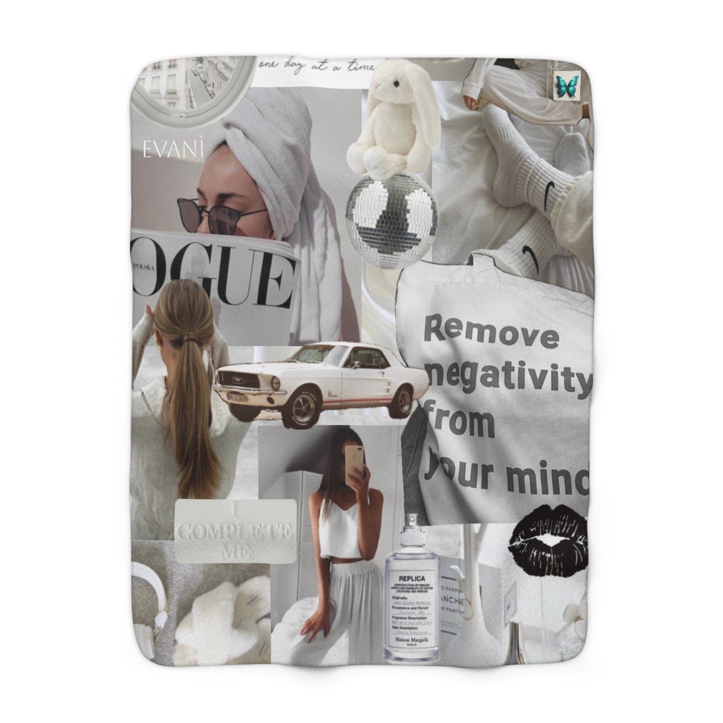 White EvanÌ Sherpa Fleece Blanket