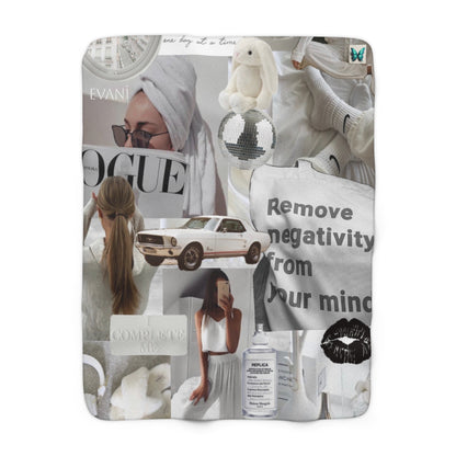 White EvanÌ Sherpa Fleece Blanket